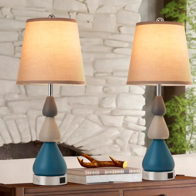 workluurop Modern Ceramics Table Lamps,26" Bedside Lamps Set of 2