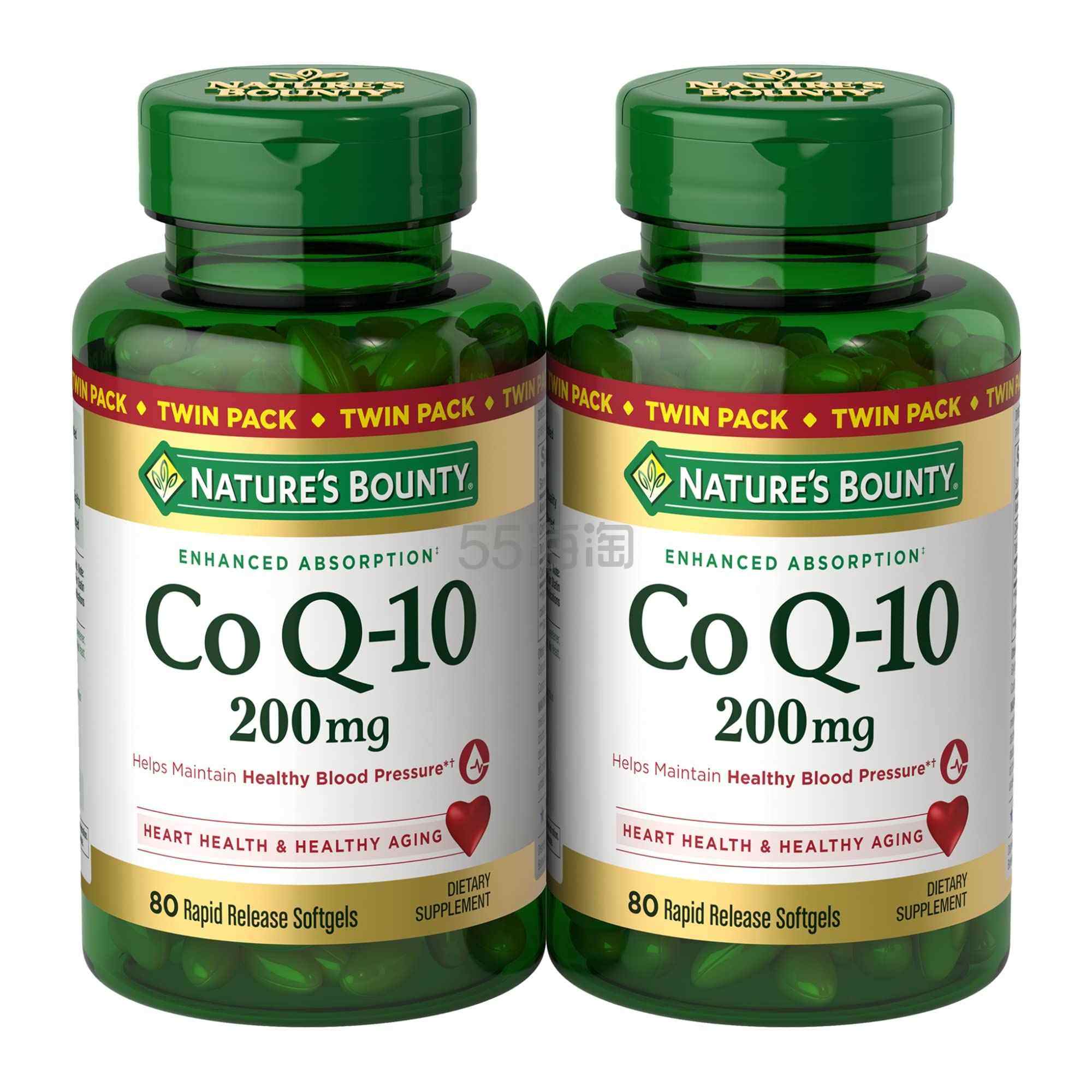 【含税直邮】Natures Bounty 自然之宝 辅酶Q10营养补充剂  80粒软胶囊 2件装