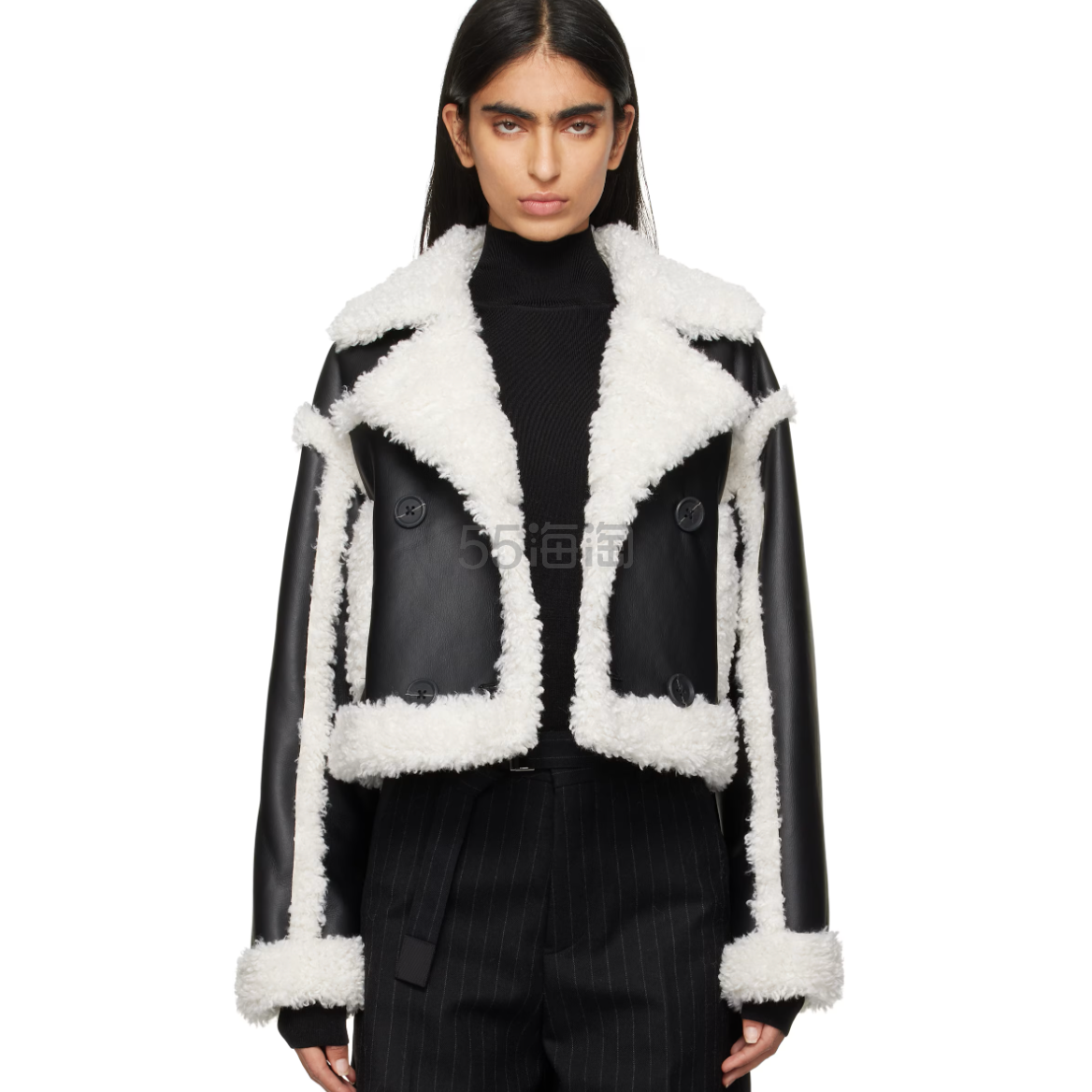 鞠婧祎同款!Stand Studio 毛绒拼接外套