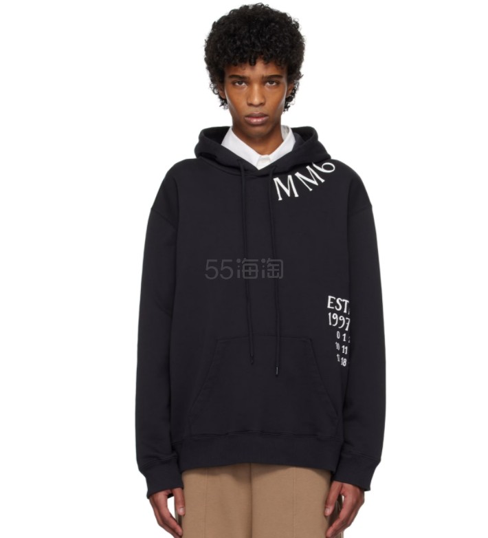 MM6 MAISON MARGIELA 黑色印花连帽衫