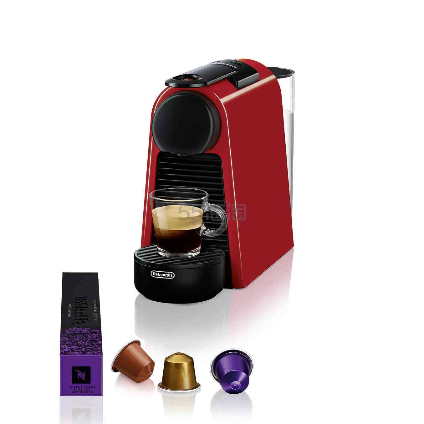 【近期新低】Nespresso Essenza Mini EN 85.R 咖啡胶囊机,7 粒不同口味的胶囊,红色
