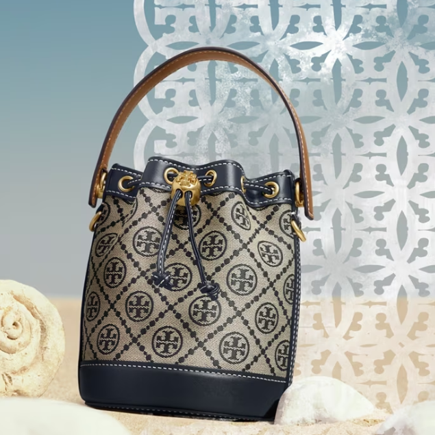 绝版补货！Tory Burch 汤丽柏琦 T MONOGRAM 迷你老花水桶