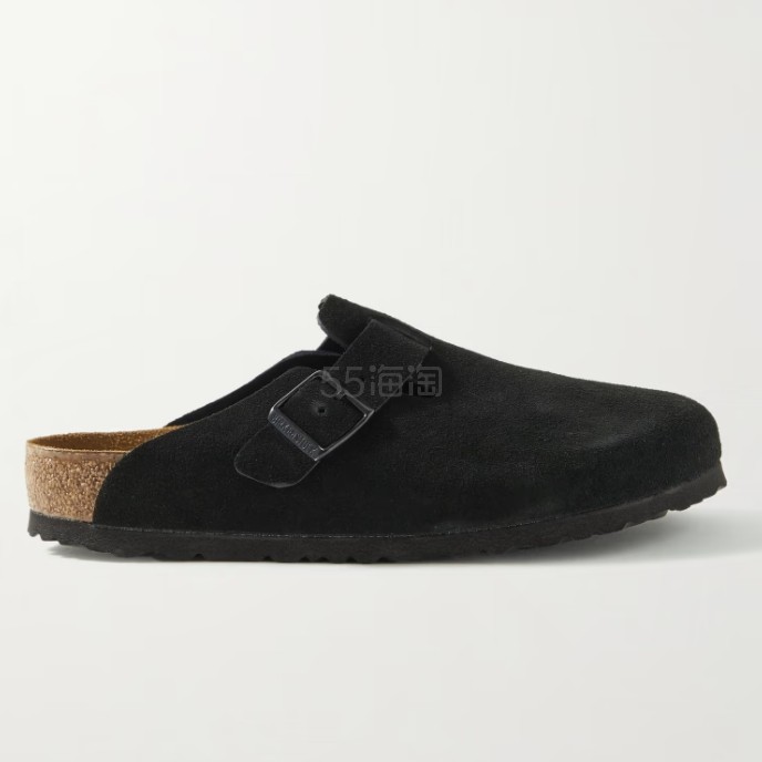 BIRKENSTOCK 勃肯 Boston 黑色绒面平底鞋