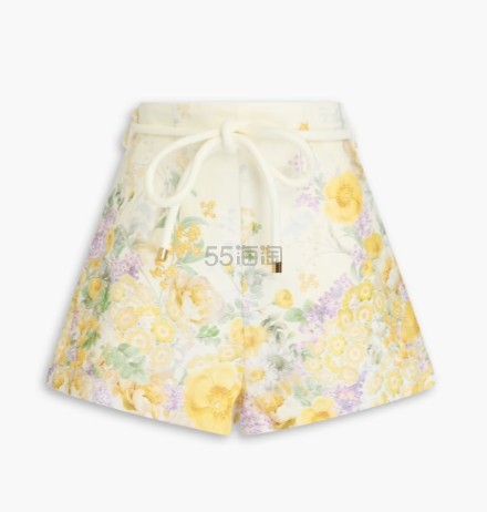 ZIMMERMANN 花卉印花亚麻短裤