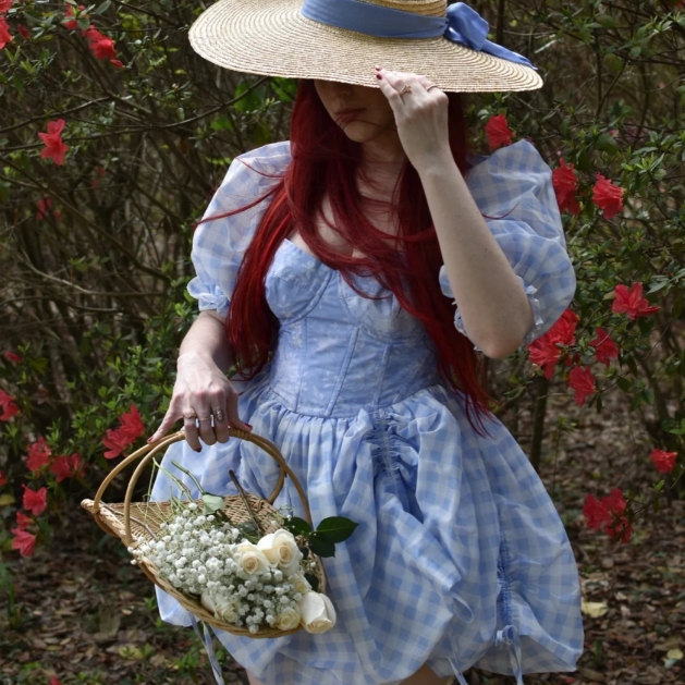 SELKIE THE GWYN 蓝色格纹连衣裙