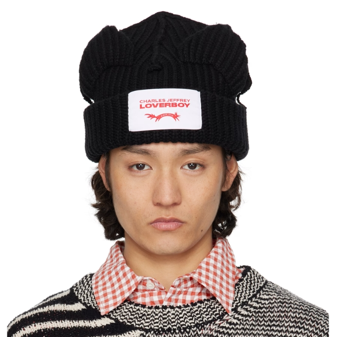 Charles Jeffrey LOVERBOY 黑色 Chunky Ears 毛线帽