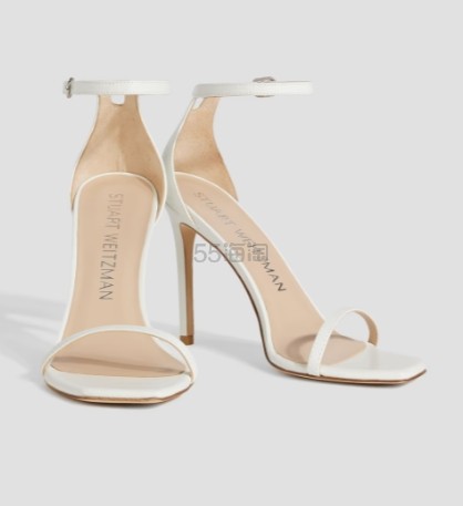 赵露思同款！Stuart Weitzm Patent-leather 白色高跟凉鞋