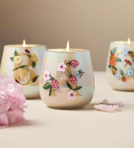 Anthropologie 果香字母花卉夜栀子花玻璃香氛蜡烛