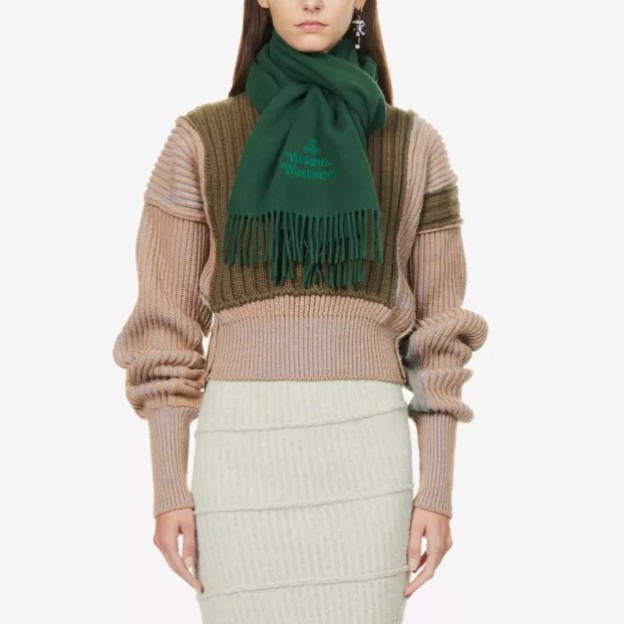 库存浅！Vivienne Westwood 西太后羊毛围巾 墨绿色