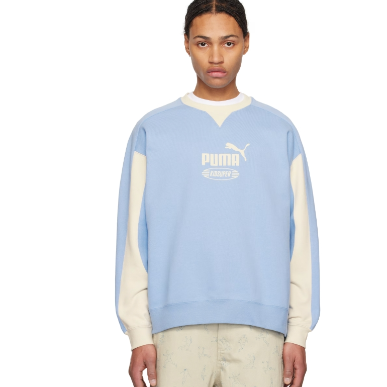 KidSuper 蓝色 PUMA 联名 King Crew 套头衫