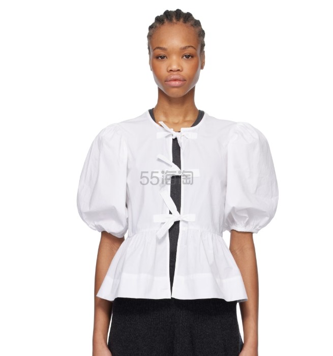Ganni  White Cotton Poplin 衬衫吴千语同款