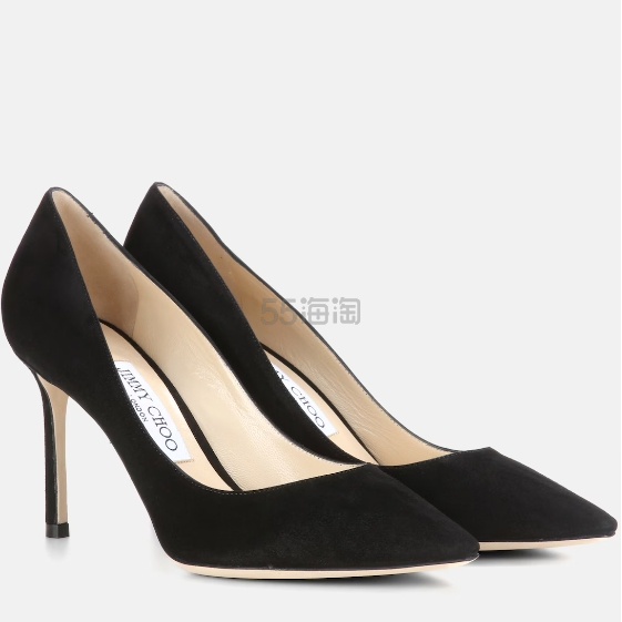 JIMMY CHOO Romy 85 黑色绒面高跟鞋