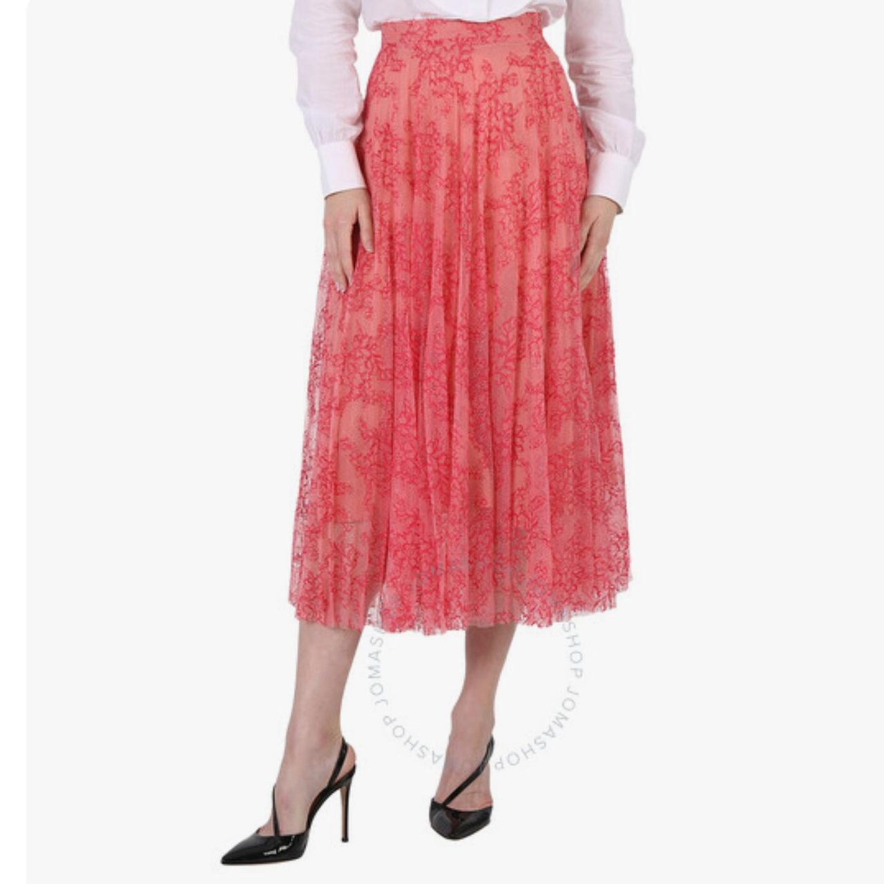 BURBERRY 女士蕾丝提花百褶长裙