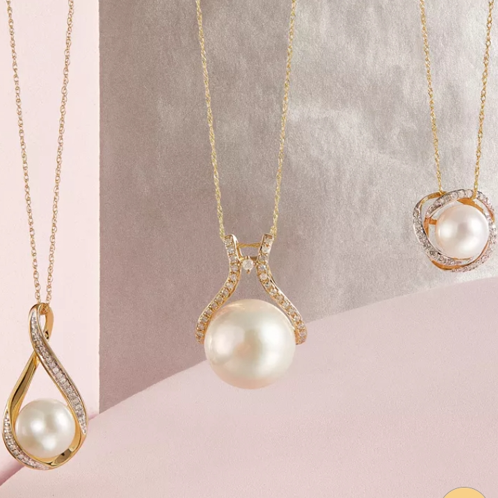 Honora 14K金钻石簇淡水珍珠项链