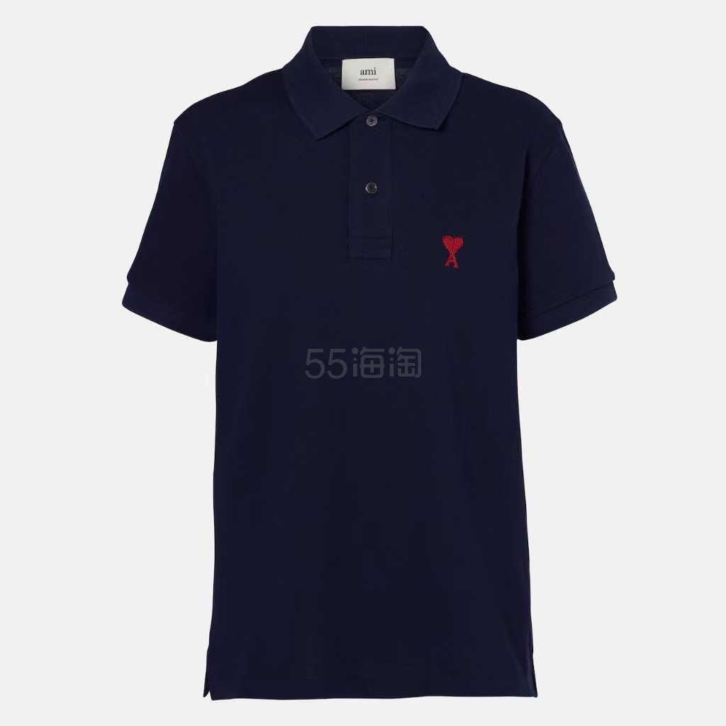 AMI PARIS Ami De Cœur 深蓝色爱心徽标POLO衫