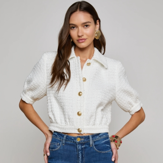 蔡卓妍同款！L'AGENCE Cove 短款粗花呢夹克