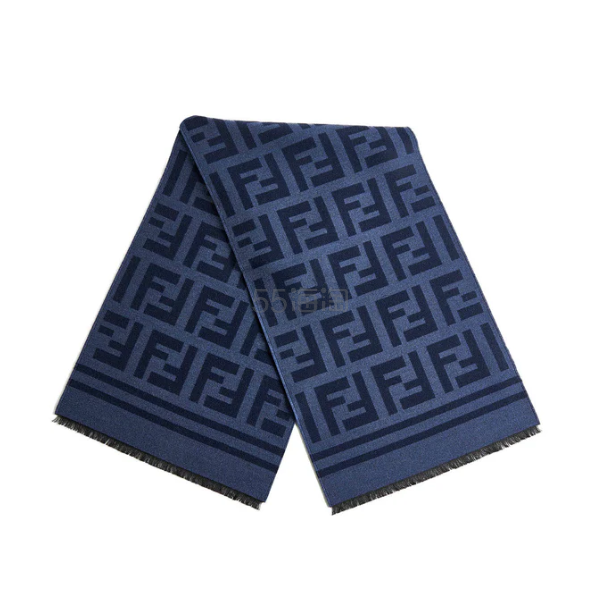 Fendi 芬迪蓝色羊毛和丝绸围巾