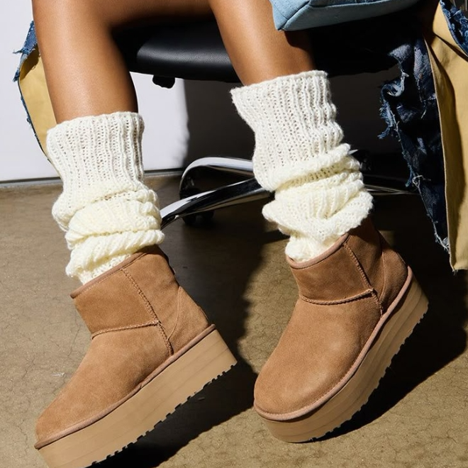 Nordstrom Rack：UGG 反季特惠 厚底毛绒短靴$44