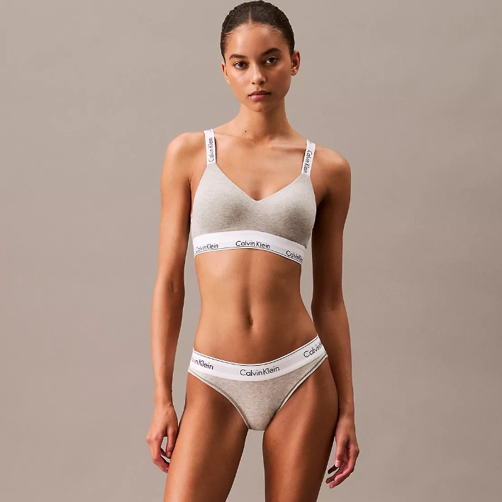 Calvin Klein Icon Cotton Modal Logo 肩带灰色内衣