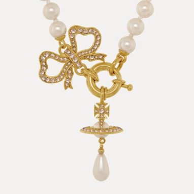 Vivienne Westwood 西太后 蝴蝶结珍珠立体土星项链