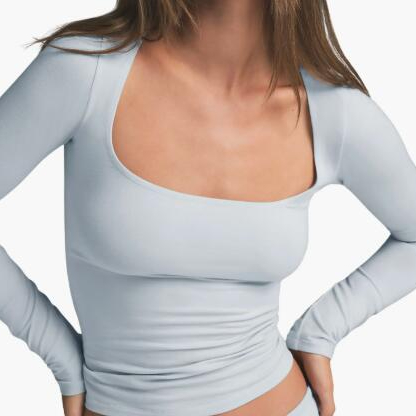 SKIMS Cotton Jersey 方领长袖