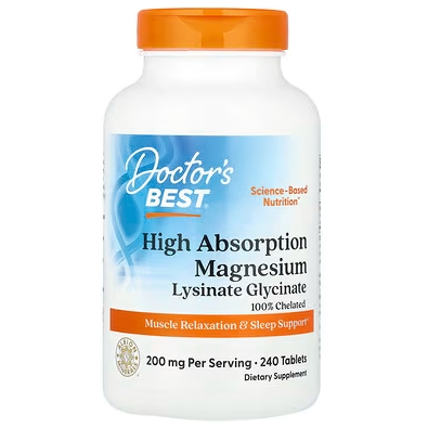 满额7.2折！Doctor's Best, 高吸收镁，200 毫克，240 片（每片 100 毫克）