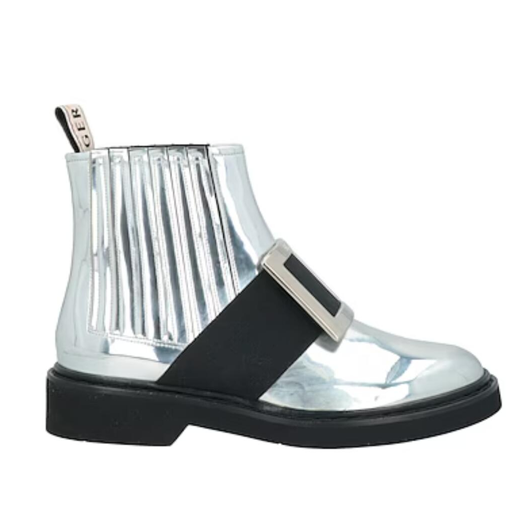 Roger Vivier 银色方扣踝靴