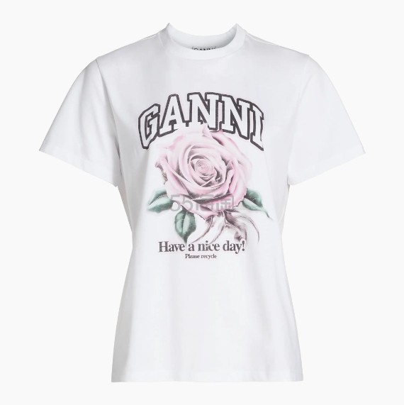 吴谨言同款！Ganni 玫瑰花T恤