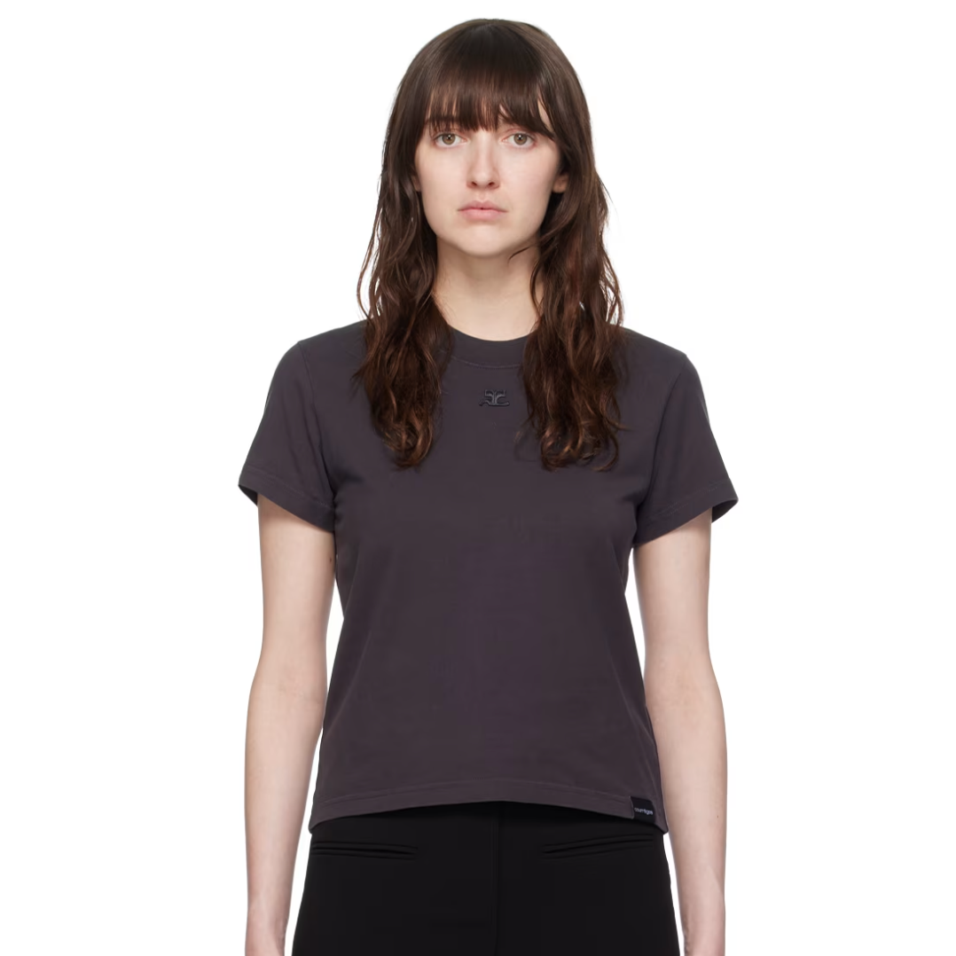 Courreges 灰色刺绣logo T恤