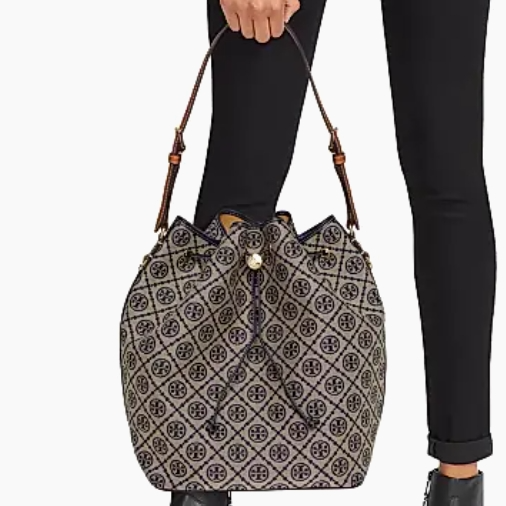 新品！Tory Burch T Monogram 老花大号水桶包