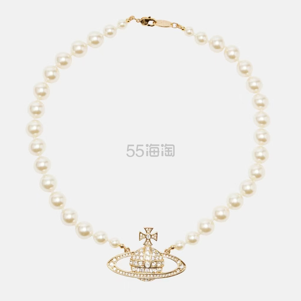 VIVIENNE WESTWOOD 西太后 Bas Relief Orb 珍珠土星徽标项链