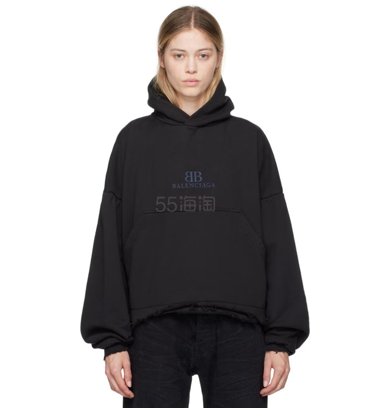 Balenciaga  Black Distressed 连帽衫