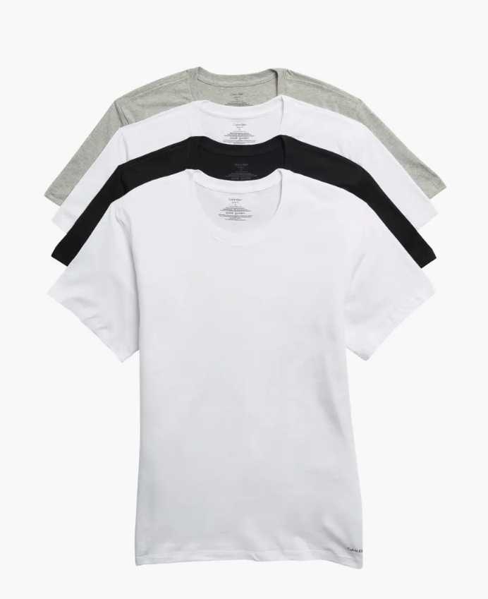 白菜价！Calvin Klein 4件装棉质圆领汗衫