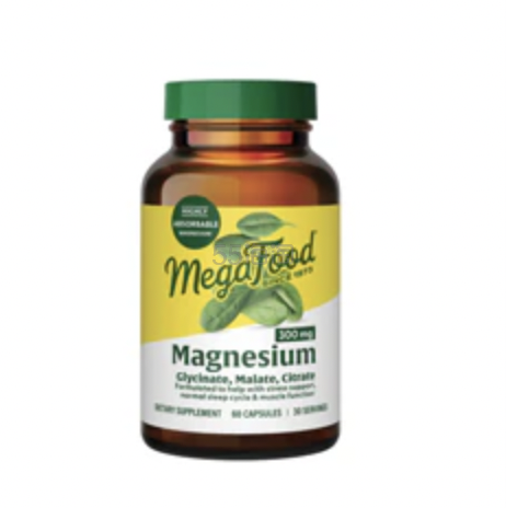 MegaFood 甘氨酸镁柠檬酸盐和苹果酸盐 —— 300 毫克 - 60 粒胶囊