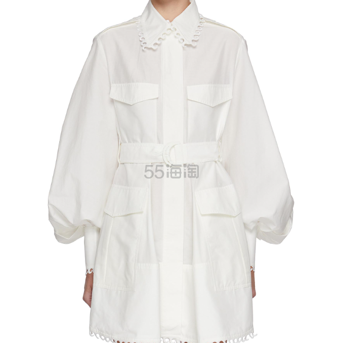 ZIMMERMANN 白色收腰衬衫裙