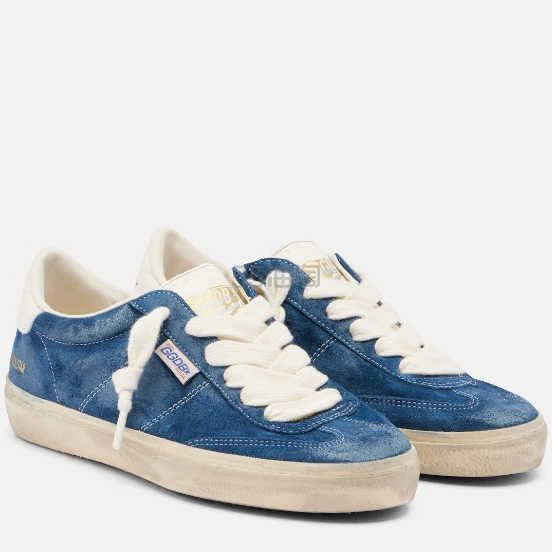 上新！GOLDEN GOOSE Soul Star 蓝色绒面运动鞋