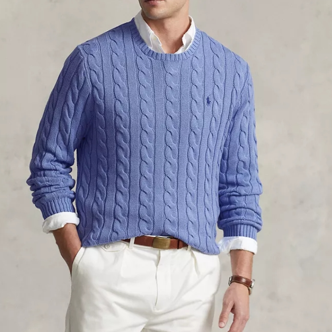 Polo Ralph Lauren 拉夫劳伦蓝色针织绞花毛衣