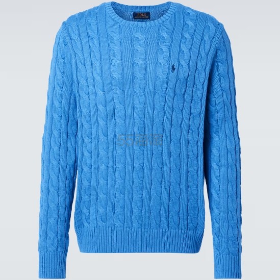 POLO RALPH LAUREN 拉夫劳伦蓝色针织绞花毛衣