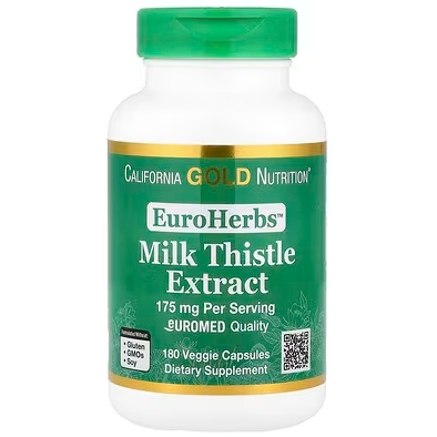California Gold Nutrition, EuroHerbs，水飞蓟提取物，Euromed 质量，175 毫克，180 粒素食胶囊