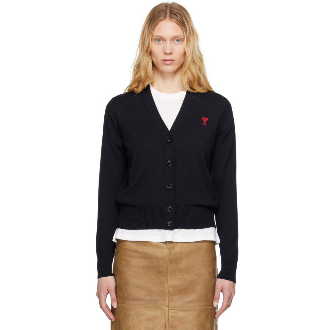 Ami 深蓝色羊毛开衫