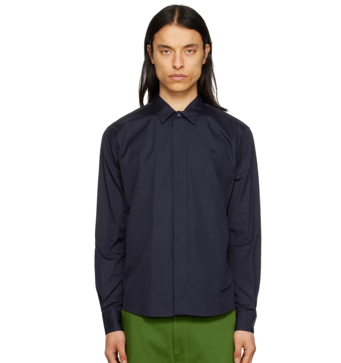 AMI Paris 海军蓝 Ami de Coeur 衬衫