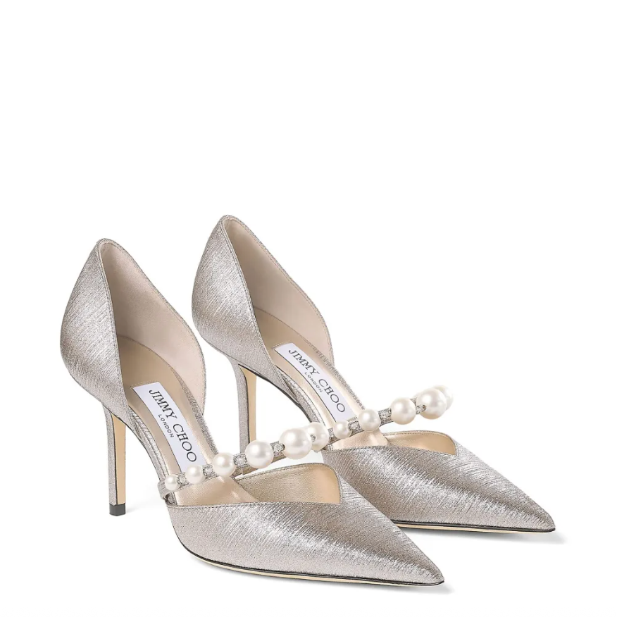 Jimmy Choo 银色珍珠高跟鞋