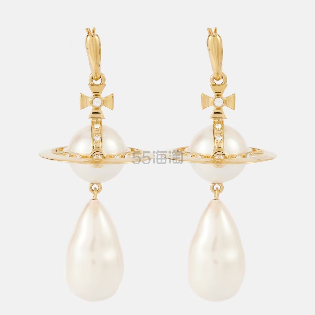VIVIENNE WESTWOOD 西太后 Giant Pearl Orb 金色土星吊坠耳环