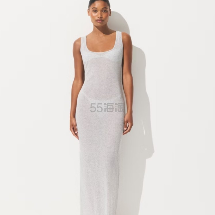 SKIMS Sheer Cotton Rib Long 灰色连衣裙