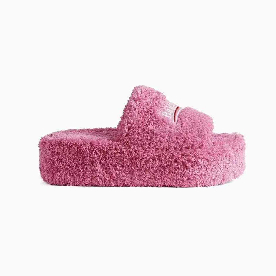 Balenciaga 粉色毛毛拖鞋