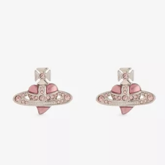 Vivienne Westwood 西太后 粉色琅瓷水钻爱心耳钉