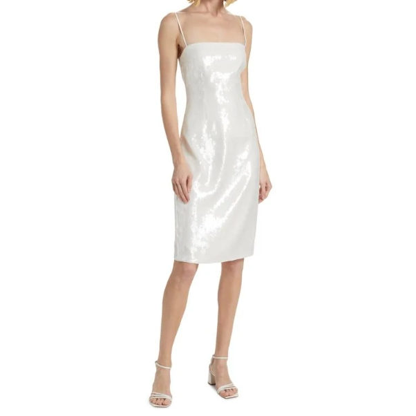 Theory 亮片方领吊带裙