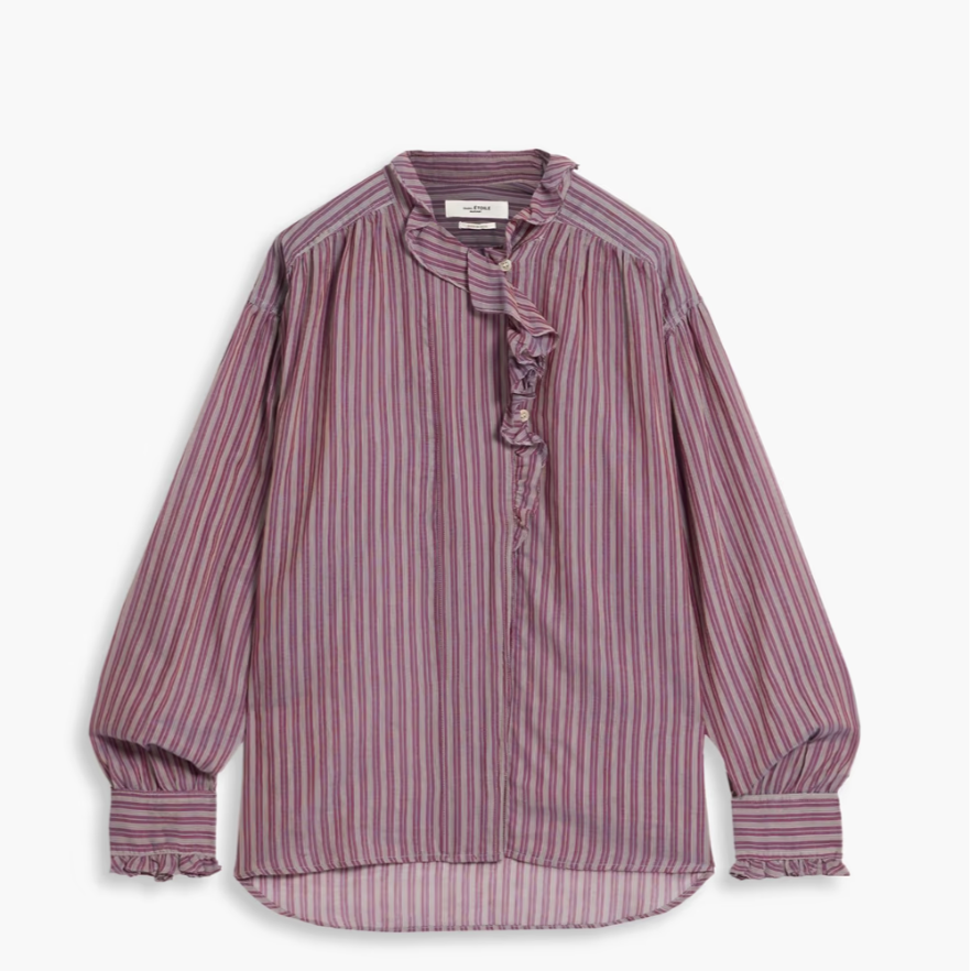 杨采珏同款！Marant Etoile 竖条纹花边衬衫