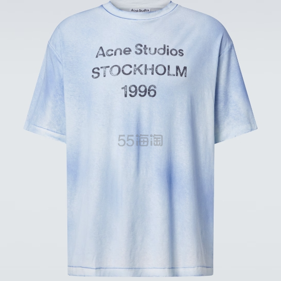ACNE STUDIOS 1996经典徽标印花蓝色T恤