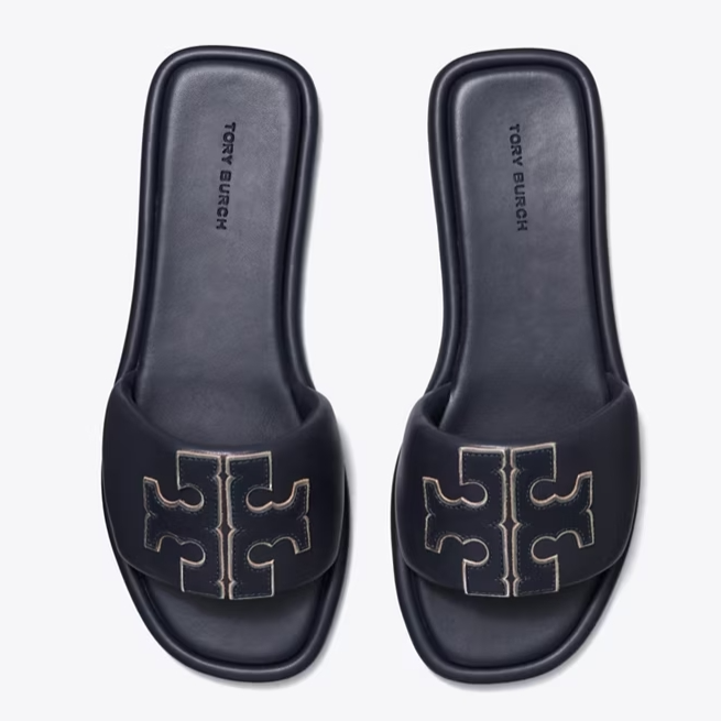 Tory burch 汤丽柏琦 DOUBLE T 拖鞋 海军蓝